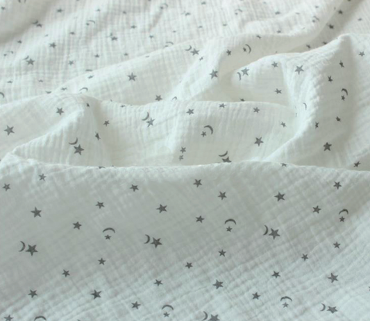 Swaddle 100% algodão orgânico - Branco com Estrelas